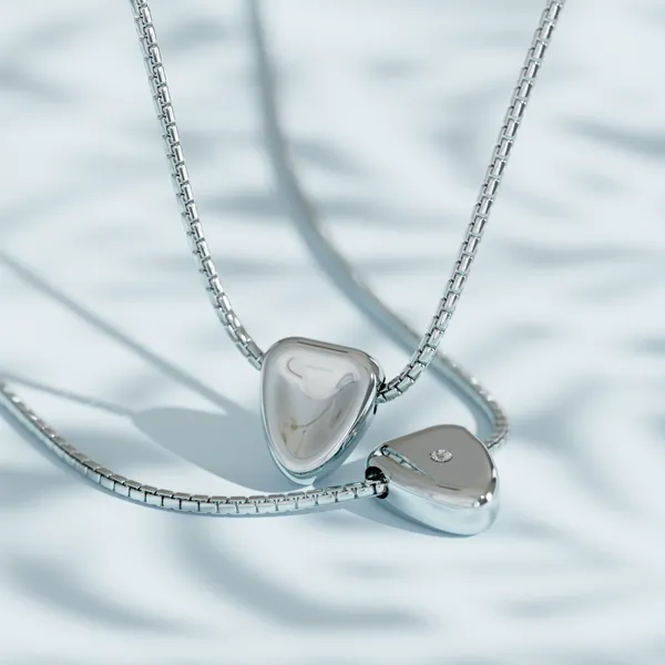 product render of ring with inset diamonds on simple pastel scene