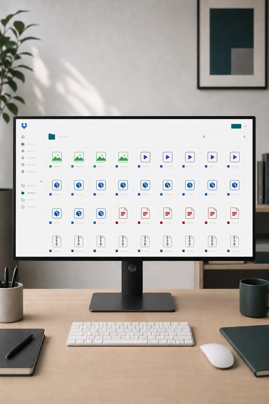 Computer monitor showing files delivered
